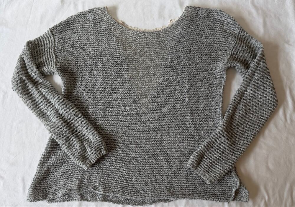 Hollister Gray Open Knit Loose Weave Slouchy Sweater Junior’s Size M/L
